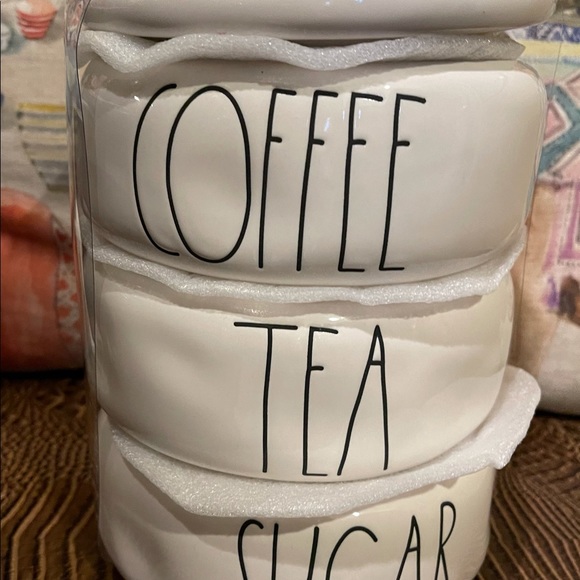 4 Piece COFFEE / TEA / SUGAR Ceramic LL Stacking Canister Set